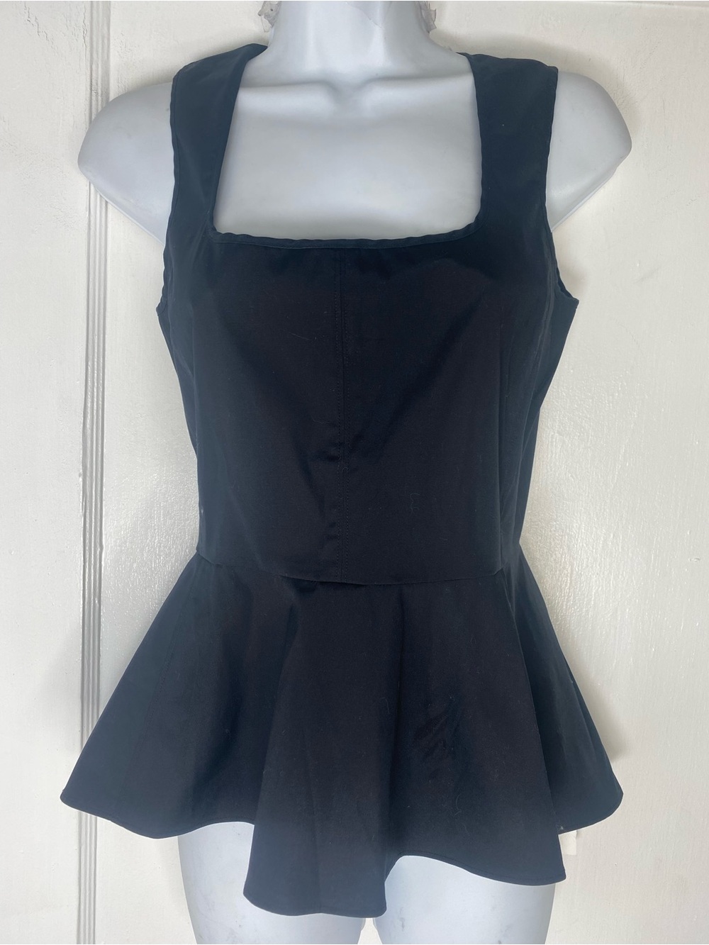 Veronica Beard NWT Black Peplum Tank Basso Top